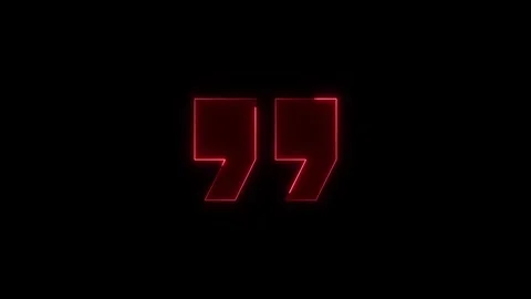 Quotation marks glowing red neon animation on black background, modern sign.. Stock Footage 345549882