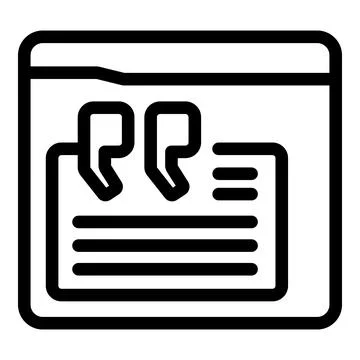 Quotation marks icon on document illustration Illustration