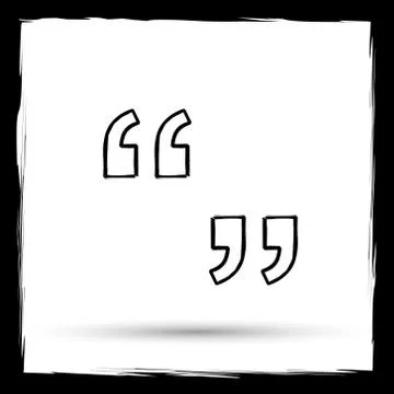 Quotation marks icon. Internet button on white background. Outline design imi Stock Illustration