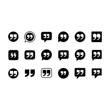 Quotation Marks Icons Vector Set Speech Bubble Quote Symbols Collection Stock Illustration