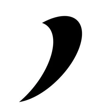 Quotation marks, isolated black vector icon in the form of a comma, quotation Stock Illustration
