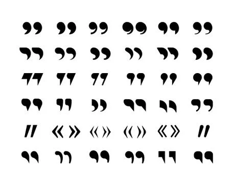 Quotation marks set. Black quotation marks creative inverted geometric design Stock Illustration