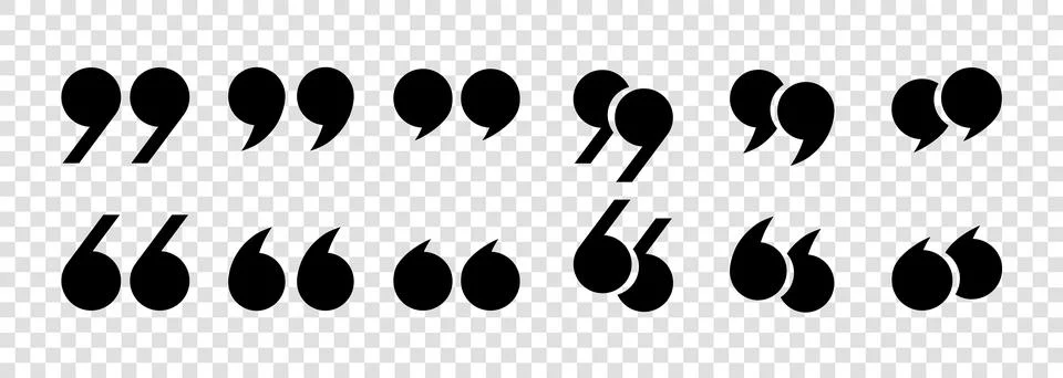 Quotation marks, a set of isolated black vector icons in the form of circular Stock Illustration