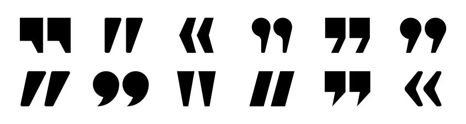 Quotation marks vector collection. Black quotes icon. Speech mark symbol. Stock Illustration
