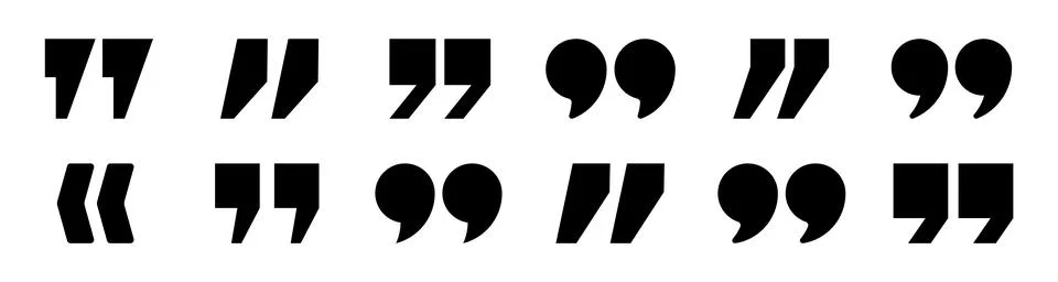 Quotation marks vector collection. Black quotes icon. Speech mark symbol. Stock Illustration