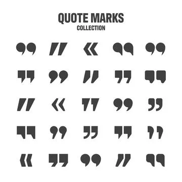 Quotation marks vector collection. Black quotes icon. Speech mark symbol. Stock Illustration