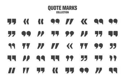 Quotation marks vector collection. Black quotes icon. Speech mark symbol. Stock Illustration