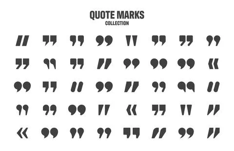 Quotation marks vector collection. Black quotes icon. Speech mark symbol. Stock Illustration