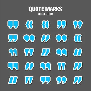 Quotation marks vector collection. Blue quotes icon. Colorful stickers Stock Illustration
