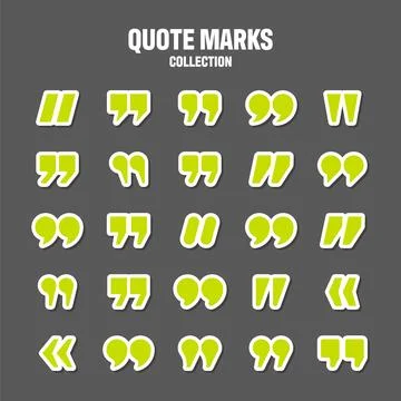 Quotation marks vector collection. Green quotes icon. Colorful stickers Illustrazione stock