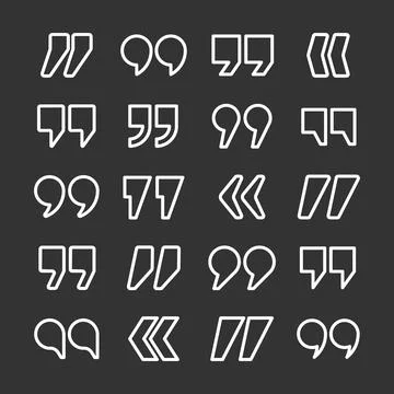 Quotation marks vector collection. Quotes icon. Lined speech mark symbol. Stock Illustration