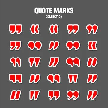 Quotation marks vector collection. Red quotes icon. Colorful stickers collection Illustrazione stock
