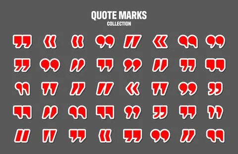 Quotation marks vector collection. Red quotes icon. Colorful stickers collection Illustrazione stock