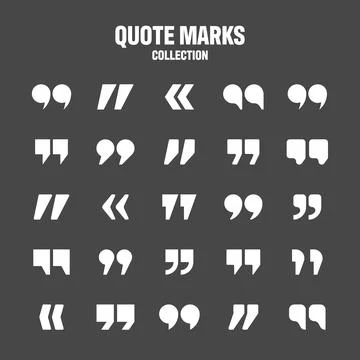 Quotation marks vector collection. White quotes icon. Speech mark symbol. Stock Illustration