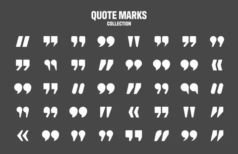 Quotation marks vector collection. White quotes icon. Speech mark symbol. Stock Illustration
