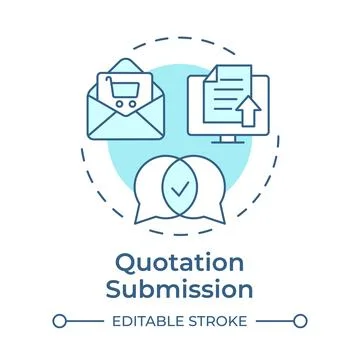 Quotation submission soft blue concept icon Stock Illustration