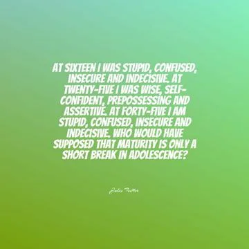 A quote about human transformation over time and maturity on a bright green b Stock Illustration