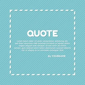 Quote banner frame design content slogan minimal style cyan color background Stock Illustration