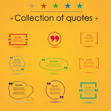 Quote blank template. Vector eps 10 set. Empty quote bubble. Quote form. Quote Stock Illustration