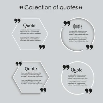 Quote blank template. Vector eps 10 set. Empty quote bubble. Quote form. Quote Stock Illustration