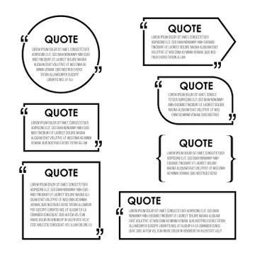 Quote box frame, big set. Texting boxes. Blank template text info design. Quo 库存插图