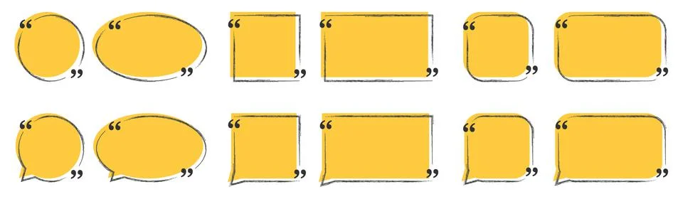 Quote box frame, big set. Quote box icon. Texting quote boxes. Blank template Stock Illustration