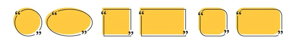 Quote box frame, big set. Quote box icon. Texting quote boxes. Blank template Illustrazione stock
