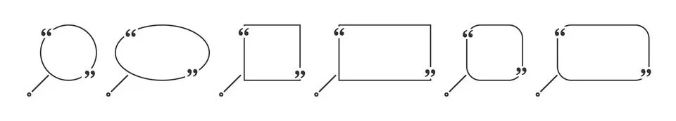 Quote box frame, big set. Quote box icon. Texting quote boxes. Blank template Stock Illustration