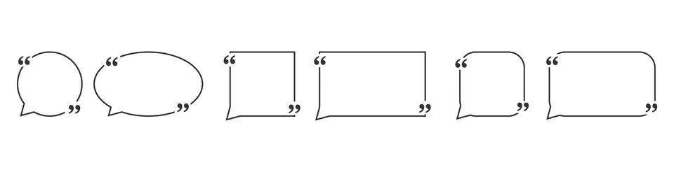 Quote box frame, big set. Quote box icon. Texting quote boxes. Blank template Stock Illustration