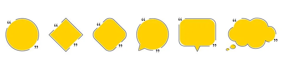 Quote box frame, big set. Quote box icon. Texting quote boxes. Blank template Stock Illustration