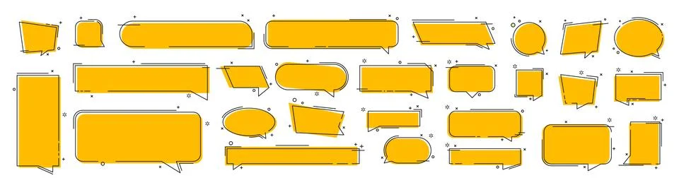 Quote box frame, big set. Set of callouts titles template. Quote box icon. .. Stock Illustration