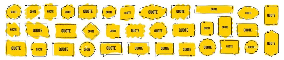 Quote box frame, big set. Quote box icon. Texting quote boxes. Blank templa.. Stock Illustration