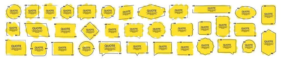 Quote box frame, big set. Quote box icon. Texting quote boxes. Blank templa.. Stock Illustration