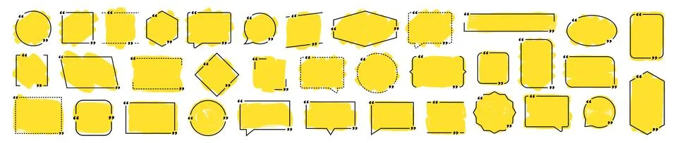 Quote box frame, big set. Quote box icon. Texting quote boxes. Blank templa.. Stock Illustration