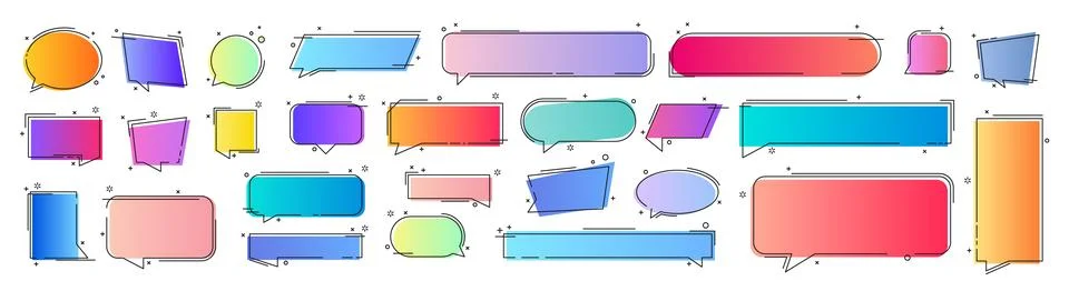 Quote box frame, big set. Set of callouts titles template. Quote box icon. .. Stock Illustration