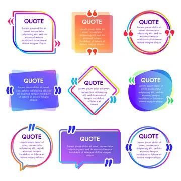 Quote box frame. Mention text frames, remark speech bubble and sentences qu.. Illustrazione stock