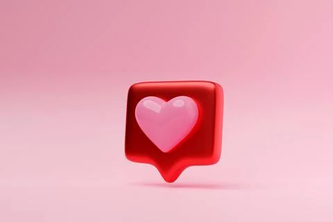 Quote box frame, post text quotes, empty template fields with hearts. 3D illu Stock Illustration