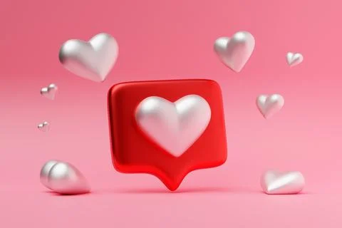 Quote box frame with silver heart. Realistic 3d design icon heart symbol love 스톡 일러스트