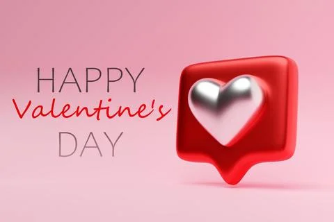 Quote box frame with silver heart. Realistic 3d design icon heart symbol love Stock Illustration