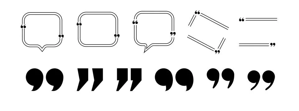 Quote box frame. Texting quote boxes. Blank template quote text info design Stock Illustration