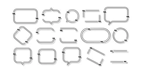Quote box frames set isolated. Bubble speech comment message reference borders Stock Illustration