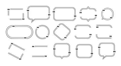 Quote box frames set isolated. Bubble speech comment message reference borders Stock Illustration