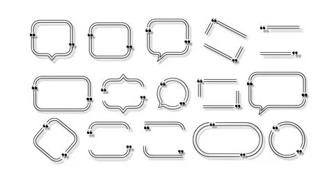 Quote box frames set isolated. Bubble speech comment message reference borders Illustrazione stock