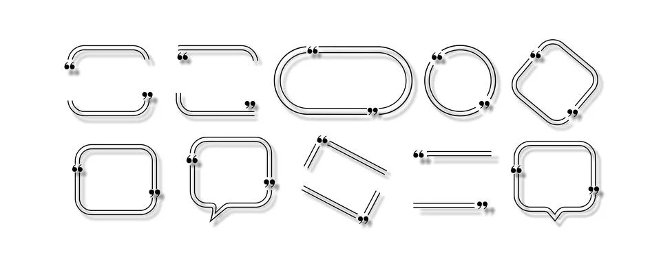 Quote box frames set isolated. Bubble speech comment message reference borders イラスト素材