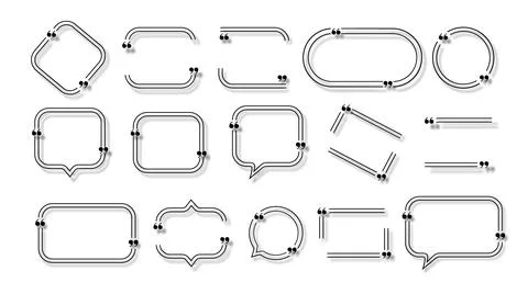 Quote box frames set isolated. Bubble speech comment message reference borders Illustrazione stock