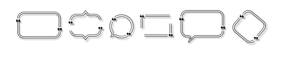 Quote box frames set isolated. Bubble speech comment message reference borders Illustrazione stock