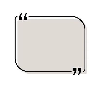 Quote box title isolated. Beige rectangle speech quotation mark frame. Text talk Illustration