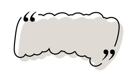 Quote box title isolated. Beige brush stroke speech quotation mark frame. Text Stock Illustration
