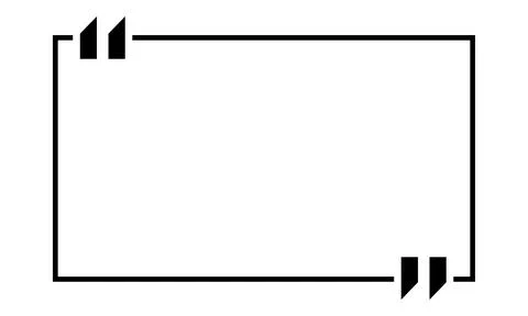 Quote box title isolated. Black outline rectangle speech quotation mark frame. Stock Illustration