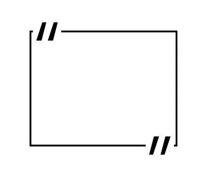 Quote box title isolated. Black outline rectangle speech quotation mark frame. Stock Illustration